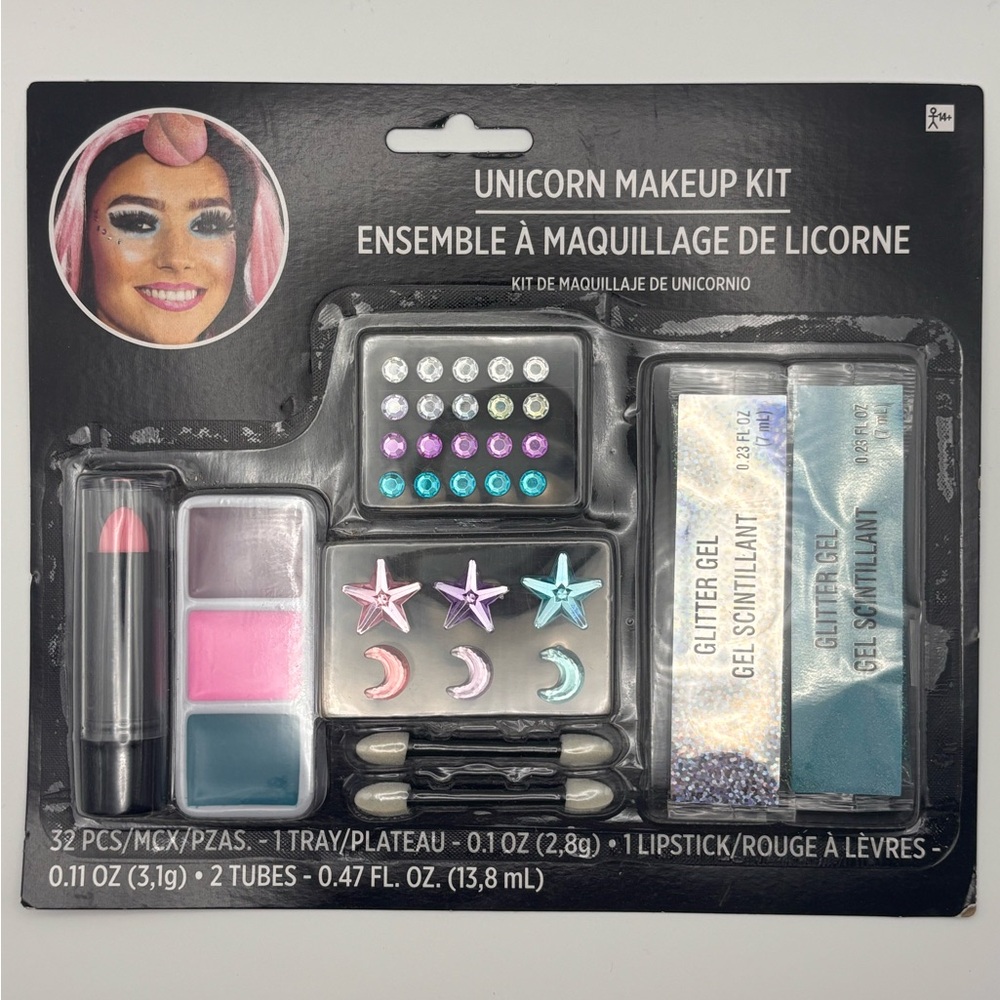 Unicorn Makeup Kit with Pink Lipstick and Glitter Gel